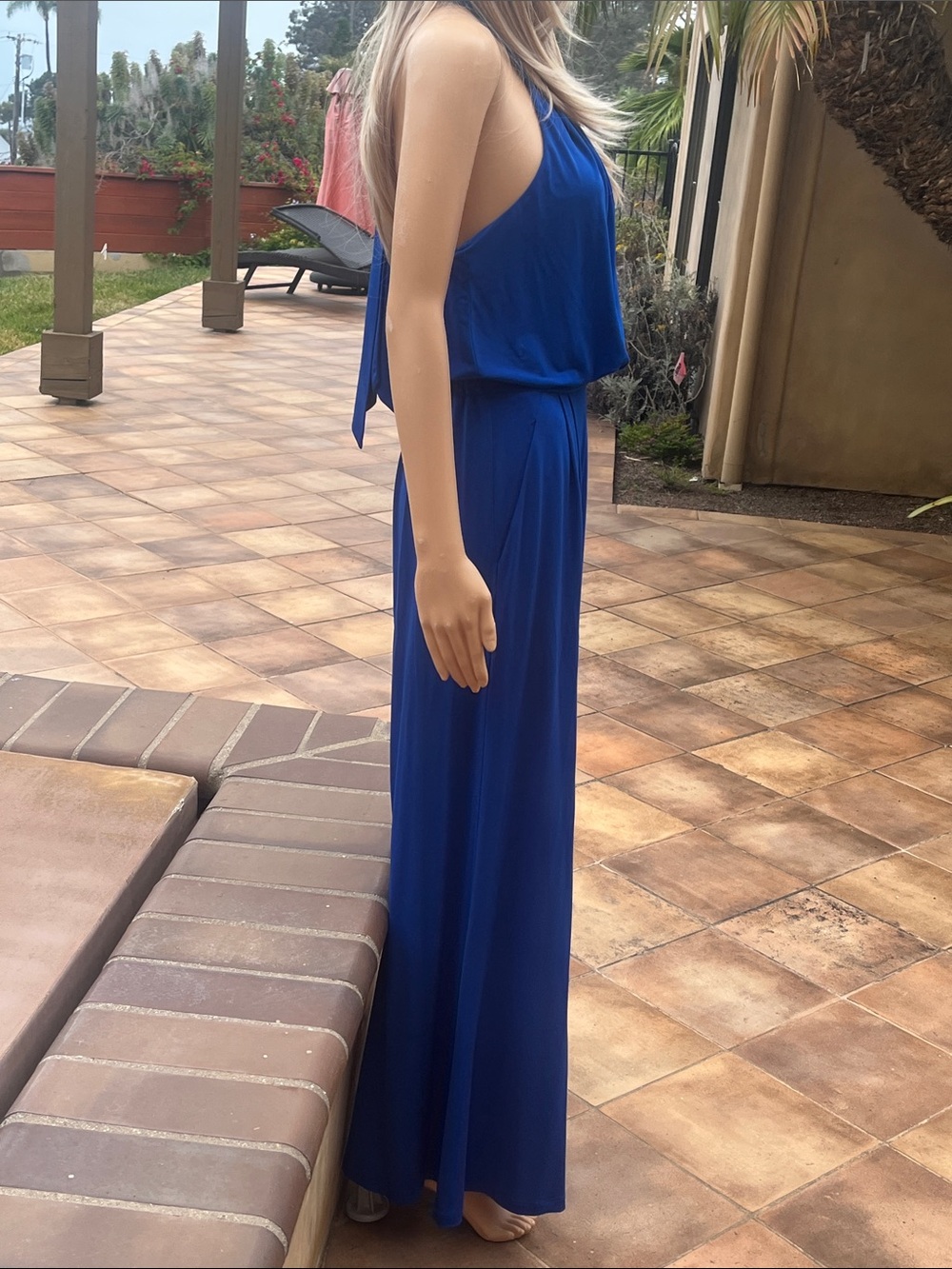 Vince Camuto Drapey Royal Blue Halter Jumpsuit - Picture 6 of 12
